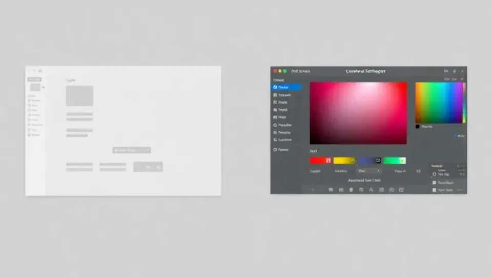 Visual comparison showing simple interface versus complex feature-rich interface