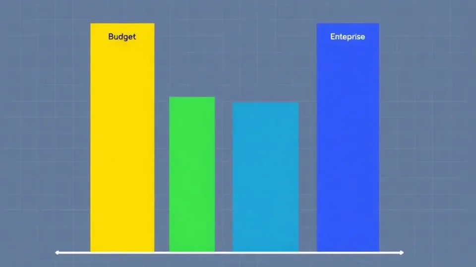 Pricing comparison visualization showing different tier levels with color-coded columns