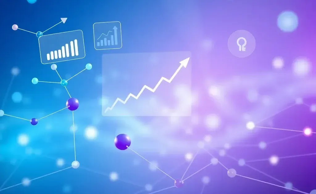 Abstract SEO tools and data analytics visualization with interconnected elements
