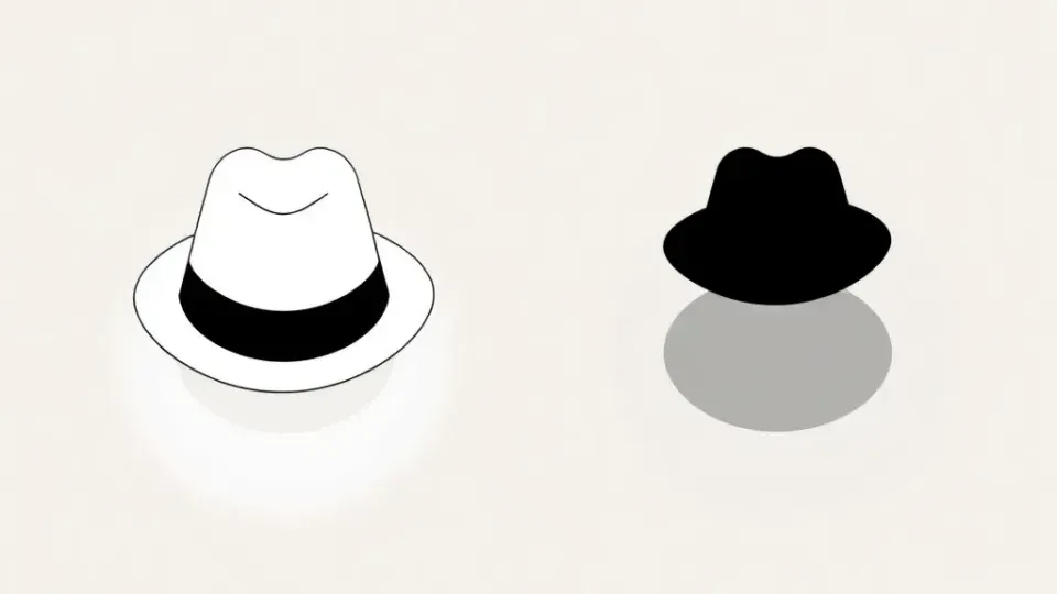 Visual comparison of white hat versus black hat SEO ethics