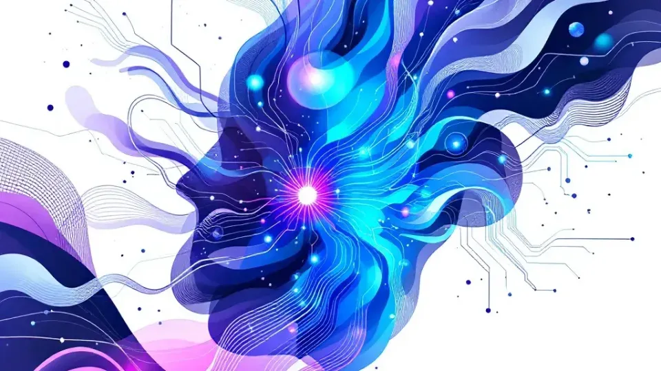 Futuristic digital visualization of AI and machine learning technology