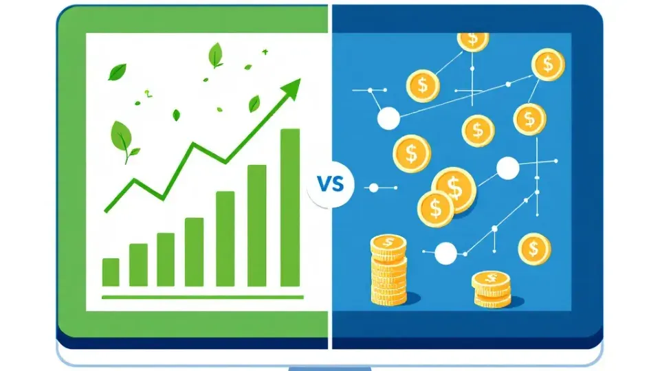 Comparison visualization of SEO organic growth versus paid marketing channels