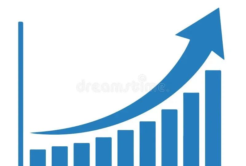 Upward trending graph or chart showing growth and success