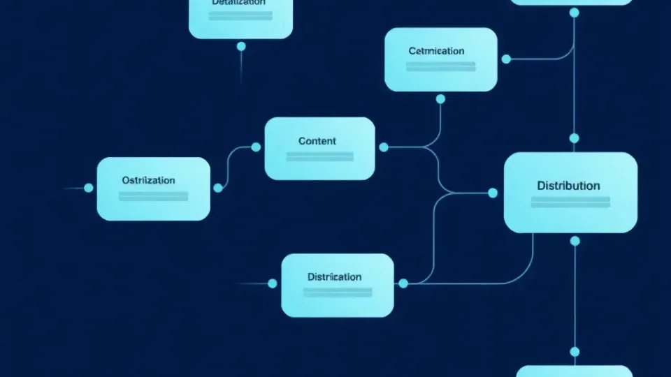 Conceptual illustration of interconnected content publishing pipeline stages