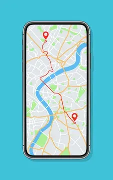 Smartphone displaying map with location pins for local search visibility
