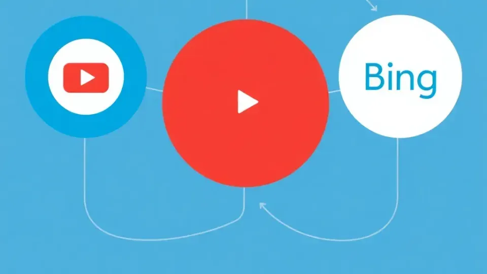 Three interconnected circles representing YouTube, Google, and Bing platforms