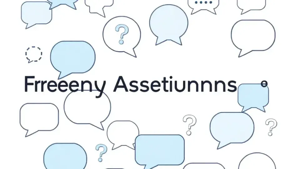 Multiple question mark symbols and speech bubbles in scattered arrangement
