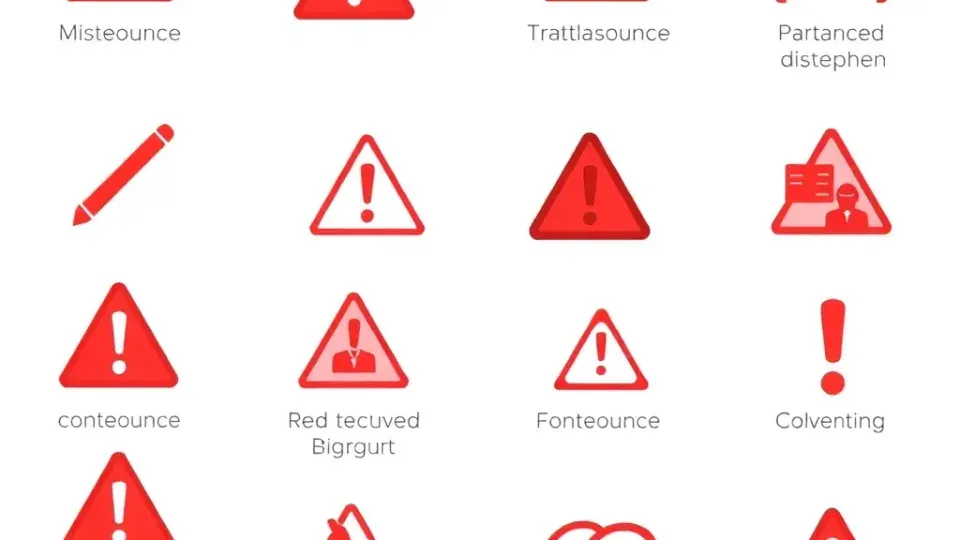 Grid of warning icons representing common SEO mistakes