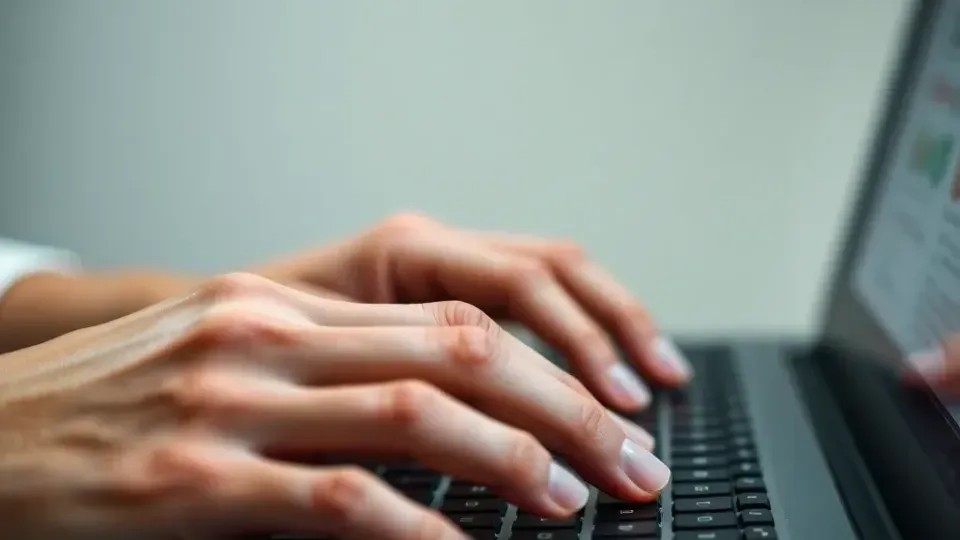 Hands typing on keyboard during focused work session