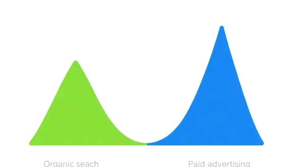 Comparison chart showing organic SEO growth versus paid advertising ROI over time