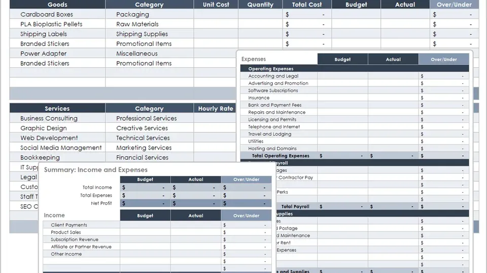 Budget planning materials including calculator and financial spreadsheet on desk