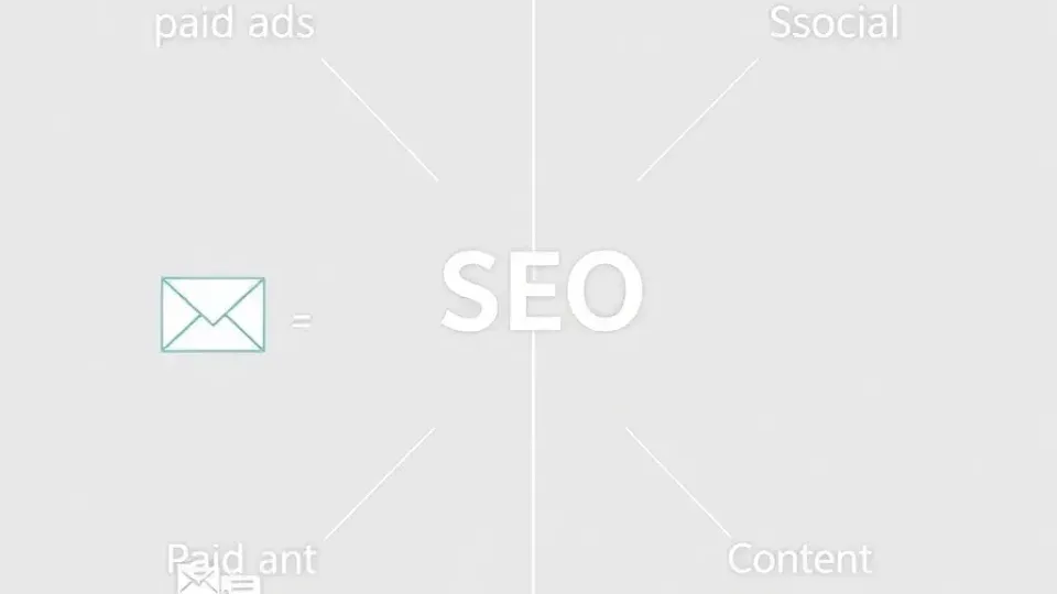 Comparison visualization of multiple digital marketing channels with SEO highlighted