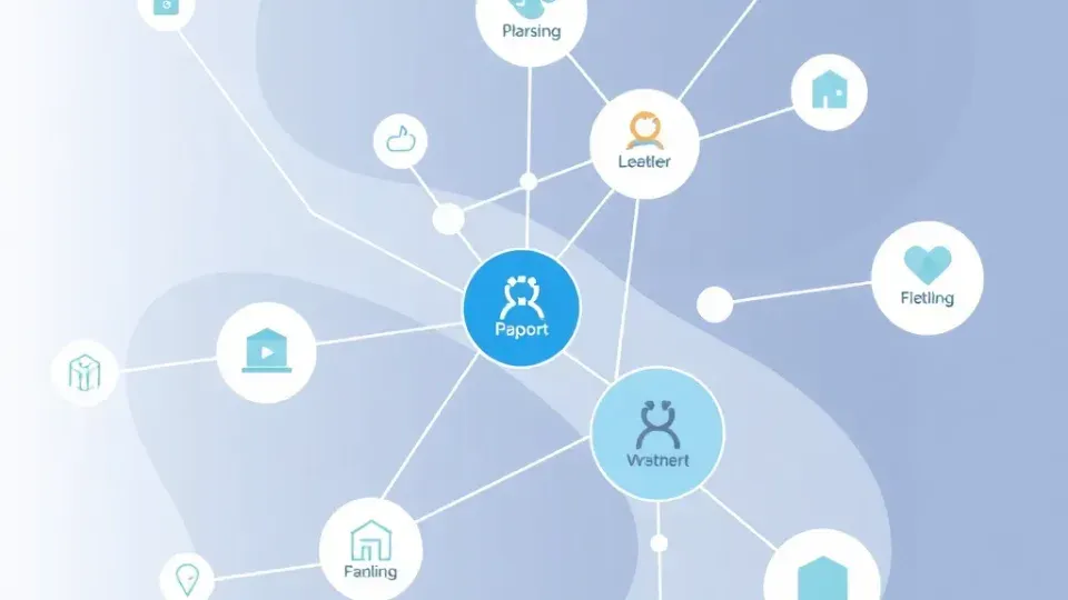 Abstract network diagram showing interconnected business citations and listings