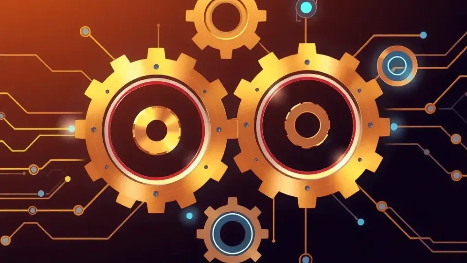 Interconnected gears representing automated SEO processes and integration