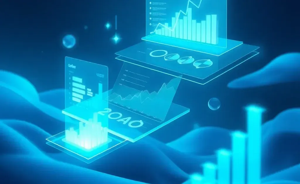Abstract digital analytics and SEO optimization visualization with upward trends