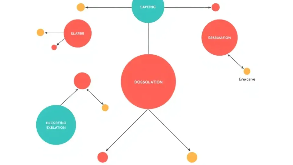 Decision tree diagram with branching paths and colored nodes representing different outcomes