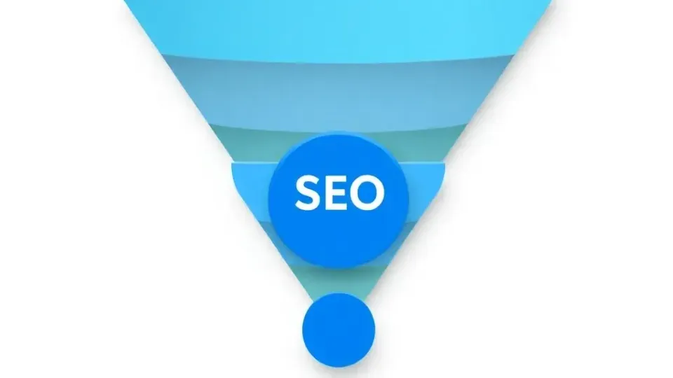 Hierarchical funnel diagram showing SEO within digital marketing channels