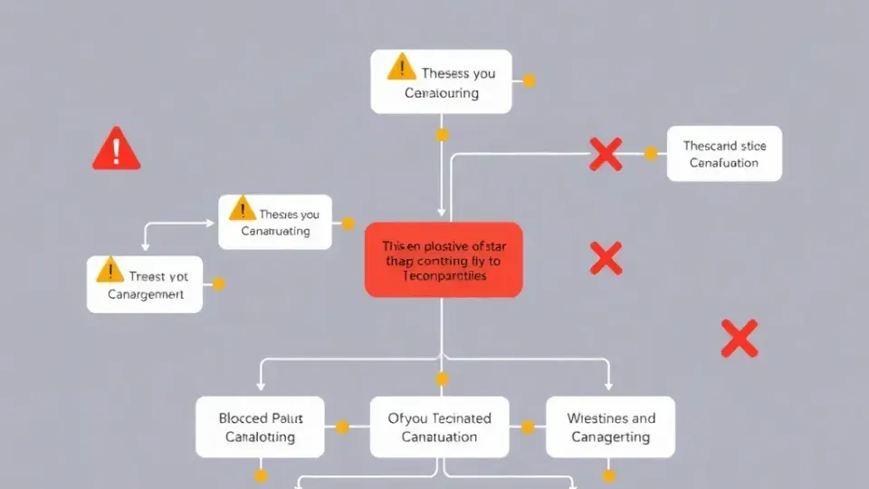 Infographic showing common SEO mistakes and incorrect optimization practices with warning symbols