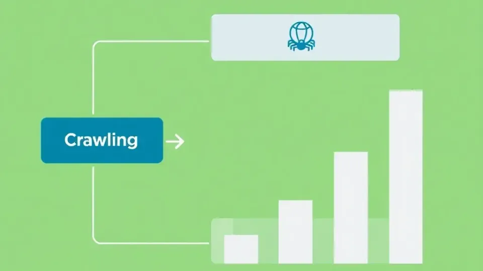 Three-stage diagram illustrating crawling, indexing, and ranking process