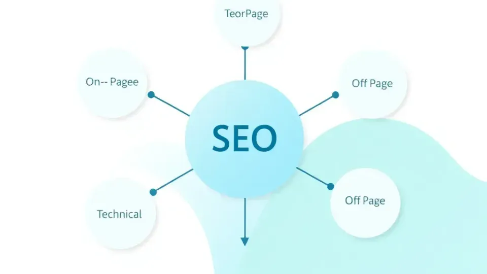 Flowchart showing interconnected relationships between SEO optimization components
