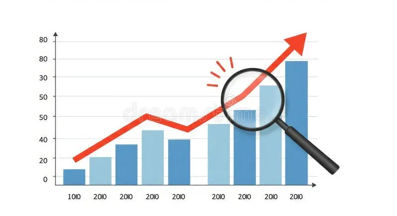 Upward trending graph displaying growth metrics and performance improvement over time