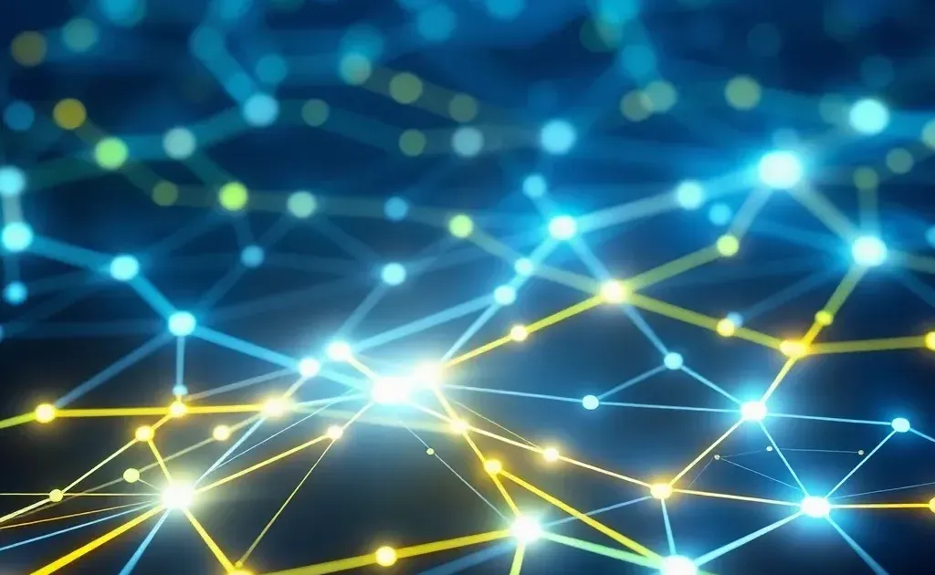 Abstract digital visualization of SEO optimization and search engine connections