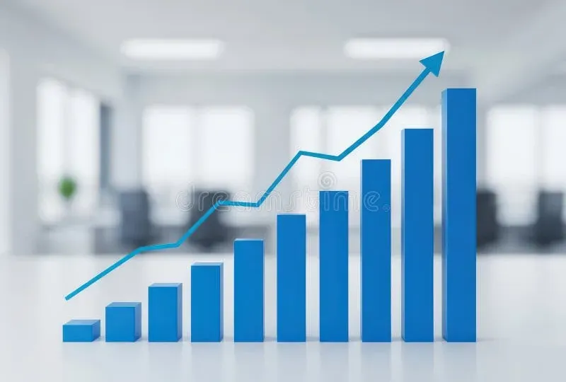 Business growth chart showing upward trending analytics and metrics
