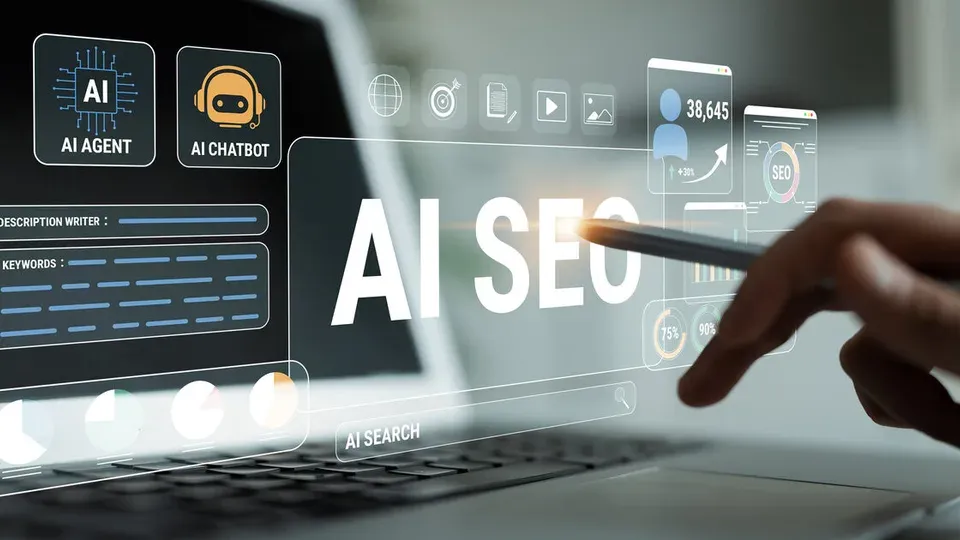 Computer screen displaying SEO analytics and optimization tools