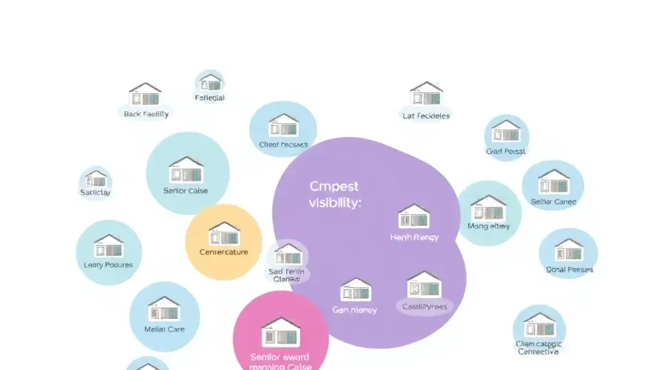 Competitive landscape visualization showing senior care facilities and lead aggregator market positioning
