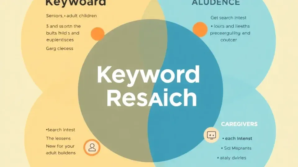 Diagram showing overlapping senior living audience segments and search intent