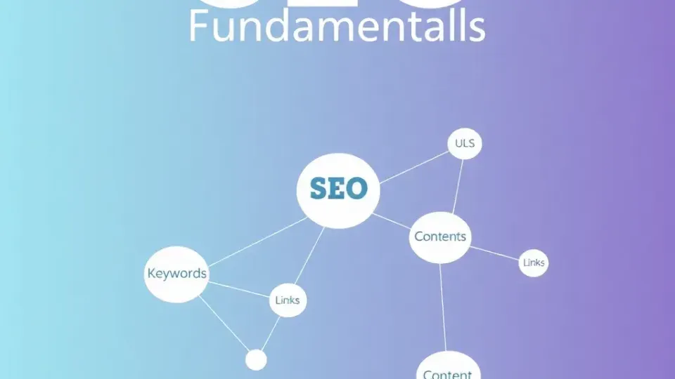 Abstract network diagram showing interconnected SEO elements and relationships
