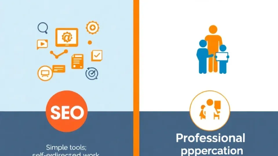 Comparison visualization of DIY SEO versus hiring specialist approach