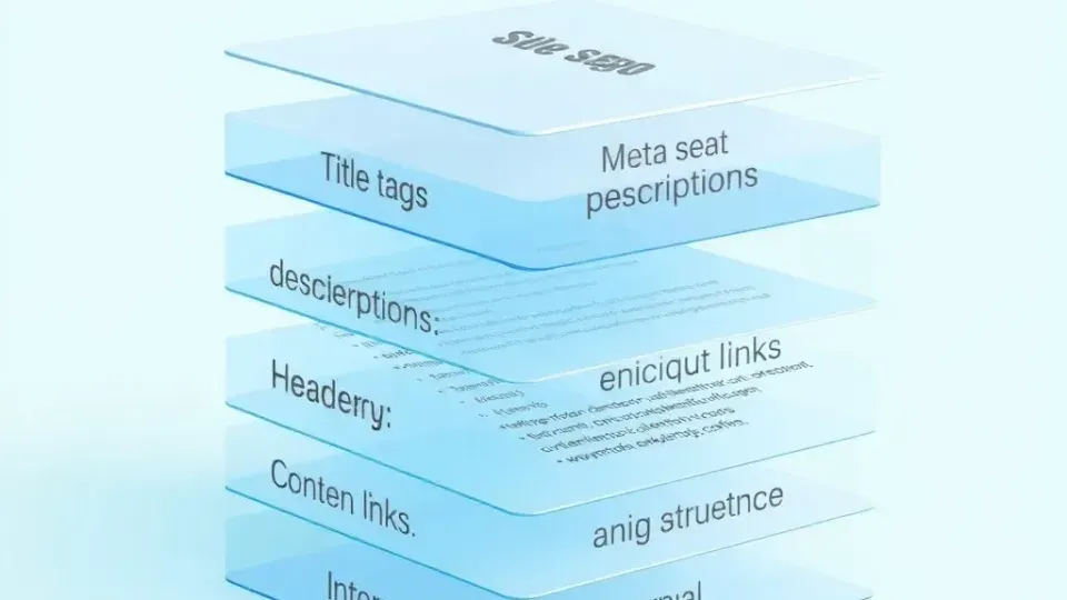 Layered visualization of on-page SEO optimization elements