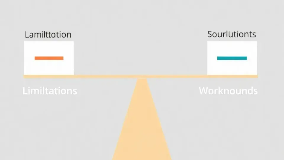 Balance scale showing limitations and workarounds for free tools