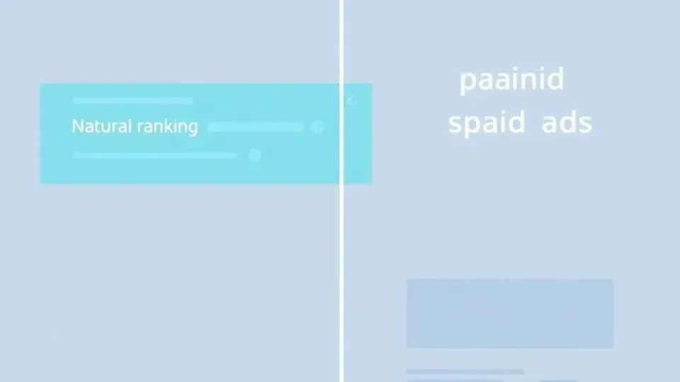 Visual comparison of organic search results versus paid advertisements