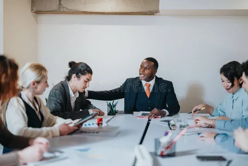 Business team collaborating around a table during a meeting