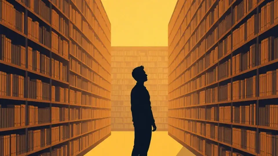 Library metaphor showing organized information and knowledge structure