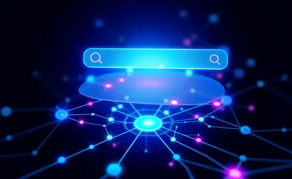 Abstract visualization of search engine network and data flow