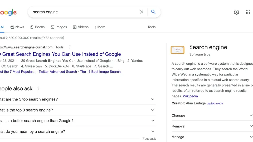 Google search results page showing organic search listings