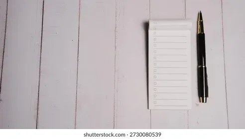 Checklist on paper with pen on organized desk