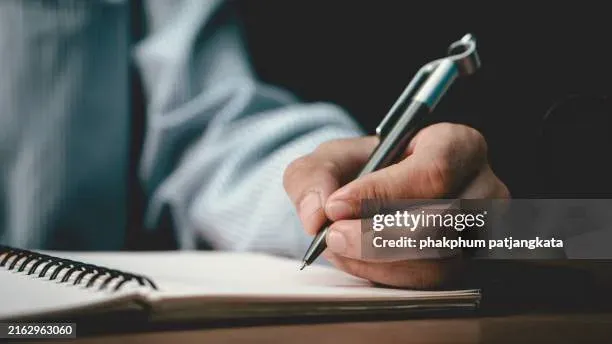 Person writing on a checklist with pen on a desk