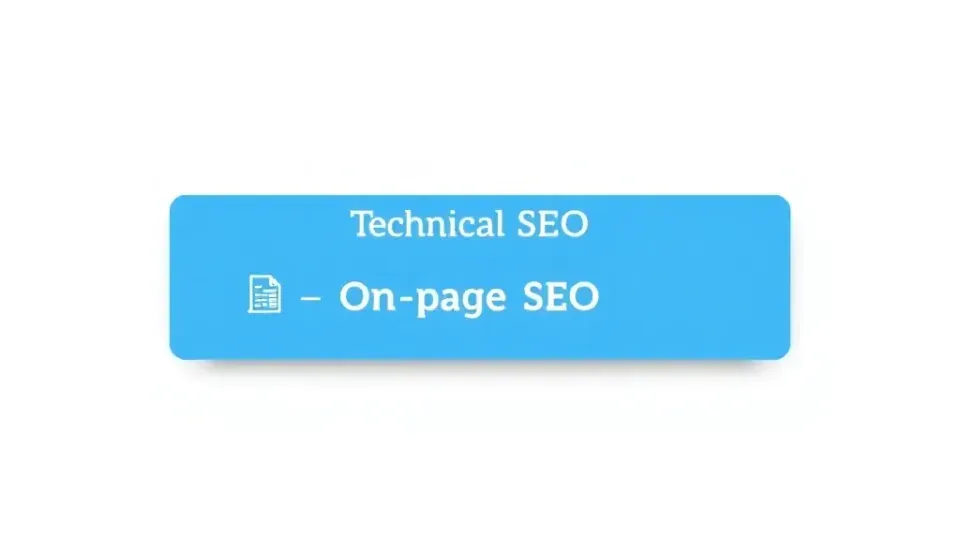Three-layer diagram showing technical, on-page, and competitive SEO categories