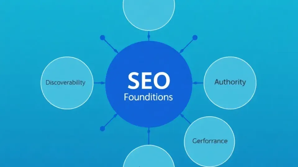 Five interconnected circles representing core SEO optimization foundations