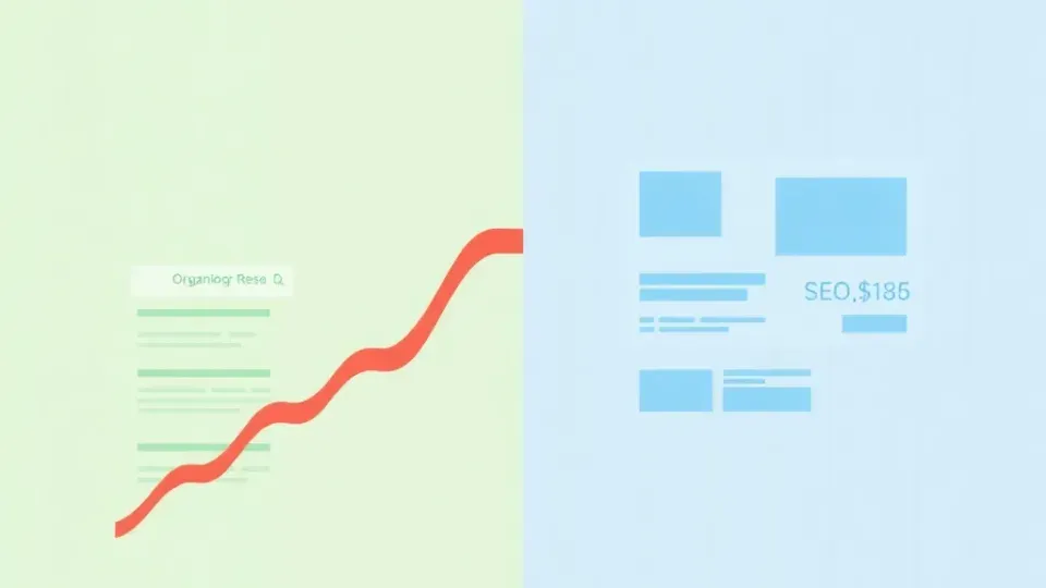 Comparison visualization of organic SEO growth versus paid PPC advertising costs