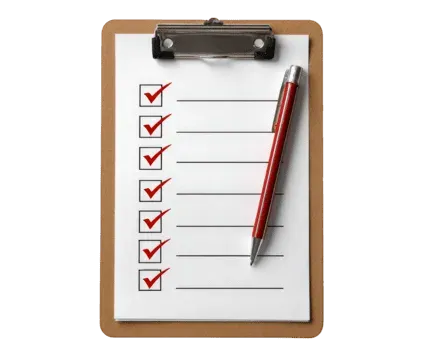 Clipboard with checklist and pen representing SEO implementation tasks