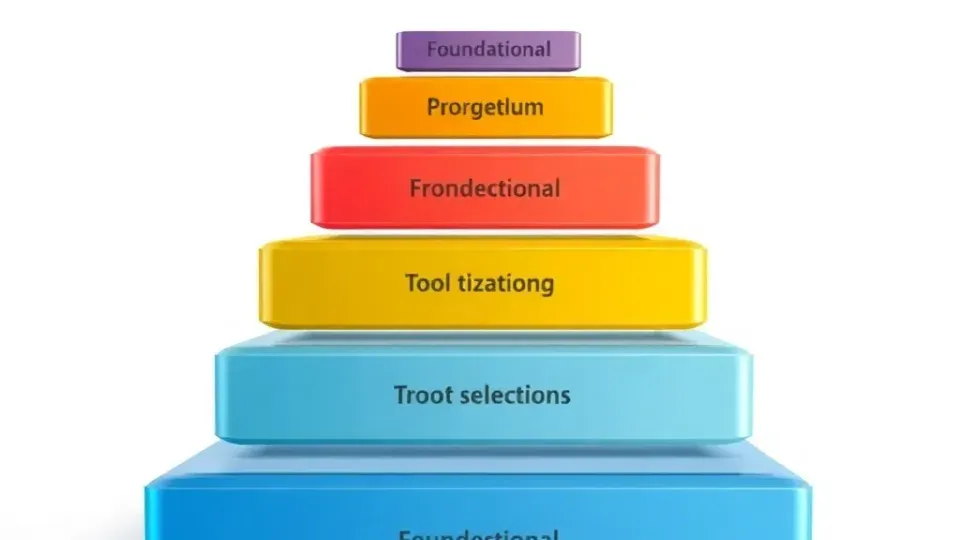 Layered pyramid structure representing hierarchy of SEO tool selection options