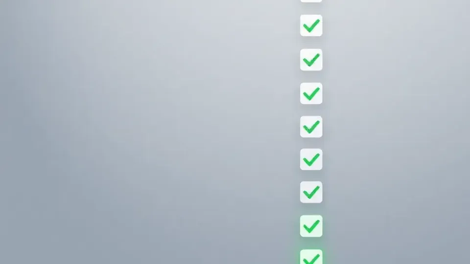 Checklist visualization with progressive checkmarks and completion indicators