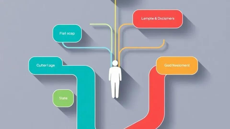 Decision tree illustration showing multiple colored pathways branching from a central point