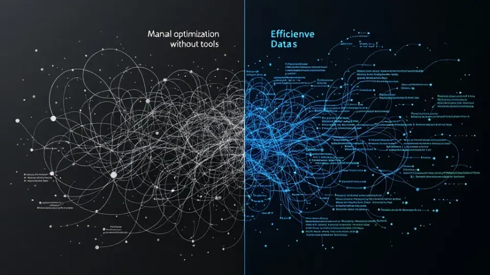Split-screen comparison of manual versus tool-assisted SEO optimization