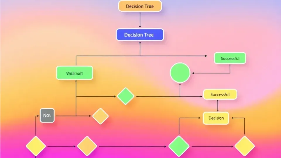 Decision tree flowchart with branching paths and connected nodes